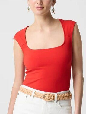 J.Crew Red Cap Sleeved Top - Size M